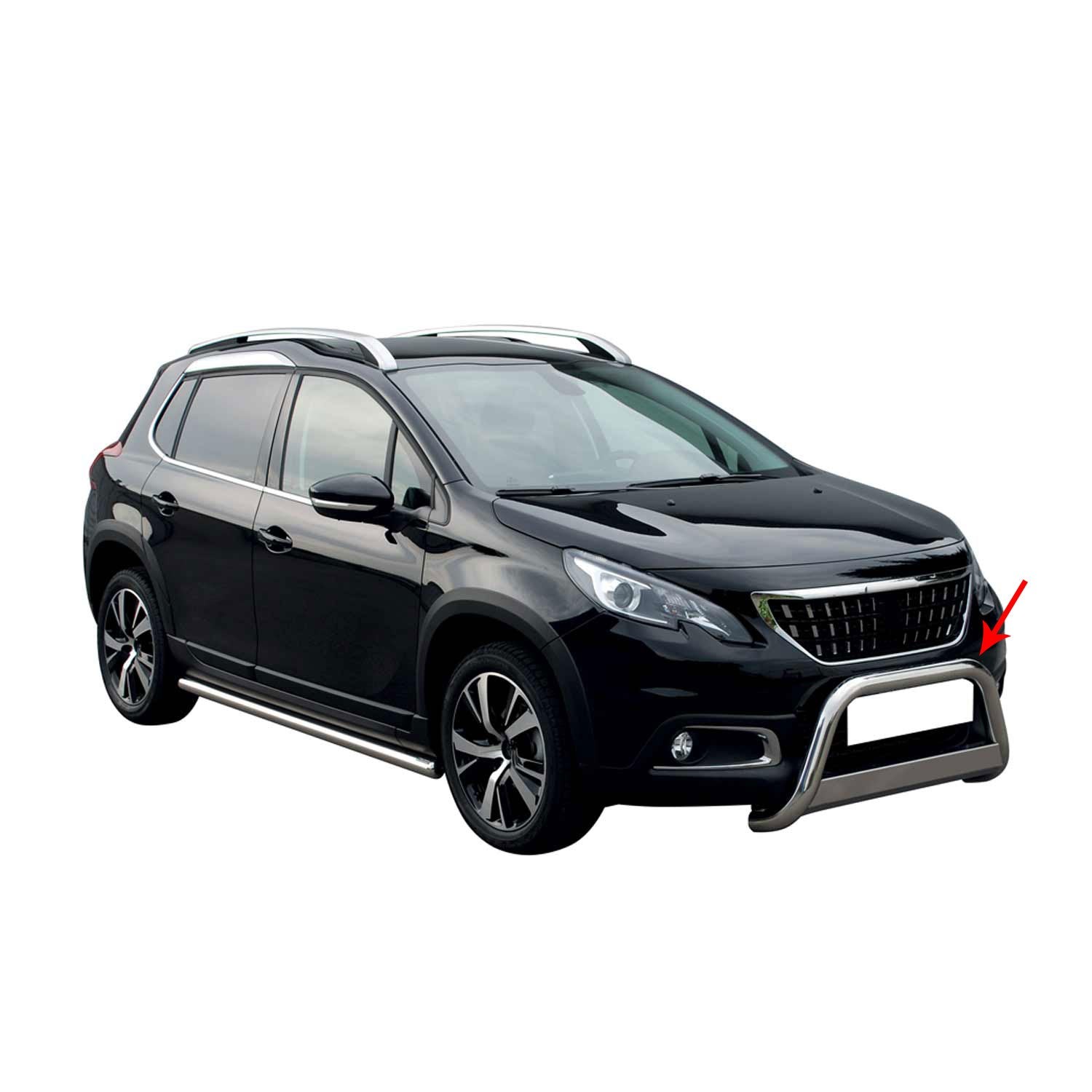 Pare-buffle pour Peugeot 2008 2016-2019 tube acier gris protection avant