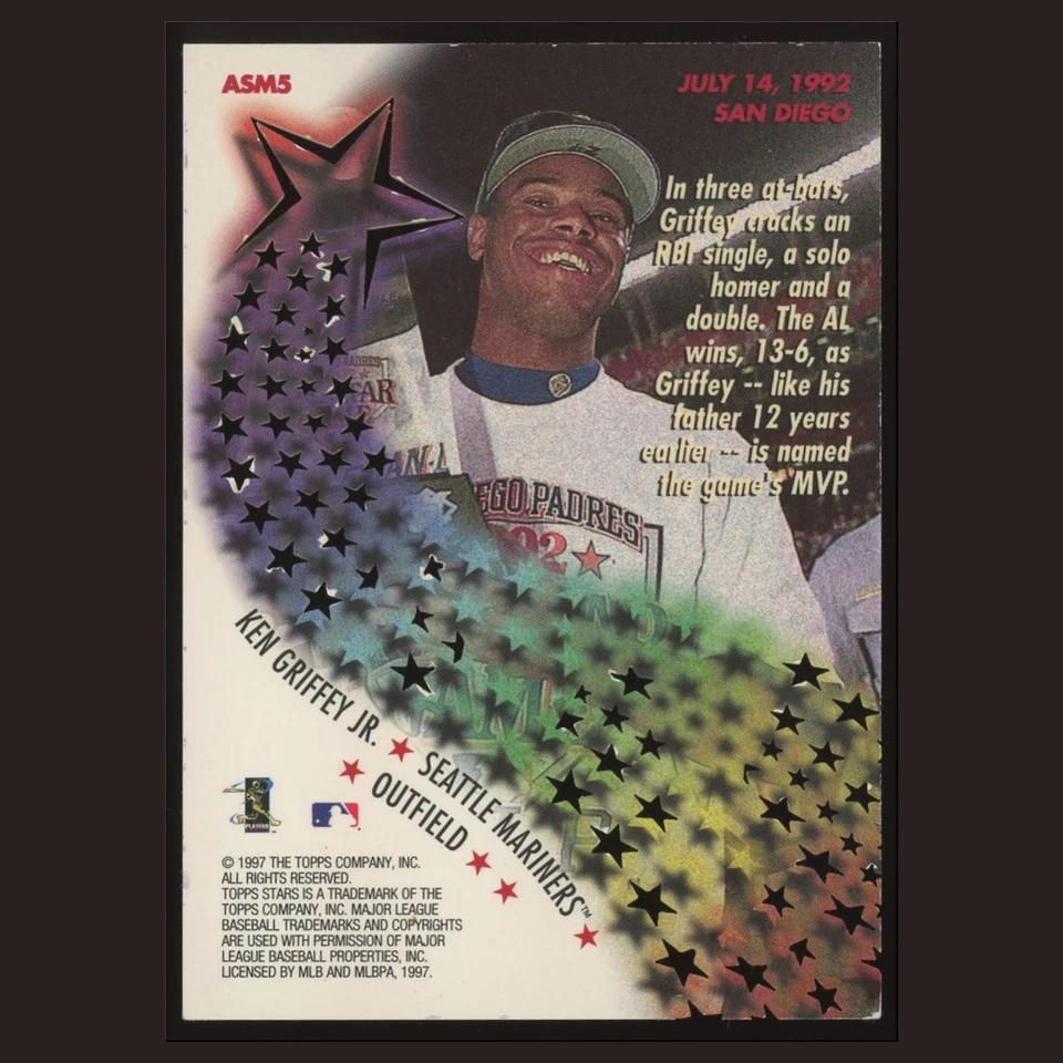 Ken Griffey Jr #ASM5 1997 Topps Stars All-Star Memories Seattle Mariners Card - Image 4 of 4