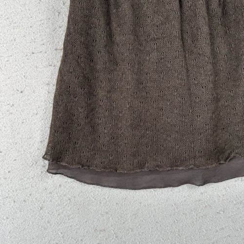 DKNY Babydoll Top Women’s XS Brown Knit Sheer Layered Hem Cap Sleeves Y2K - Picture 4 of 16