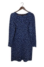 Talbots Blue Animal Print Knit Dress Size Large Stretch Work Office Casual