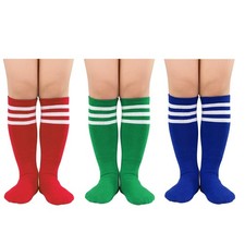 Toddler Soccer Socks Knee High Tube Three Stripes Baseball Basketball Footbal...