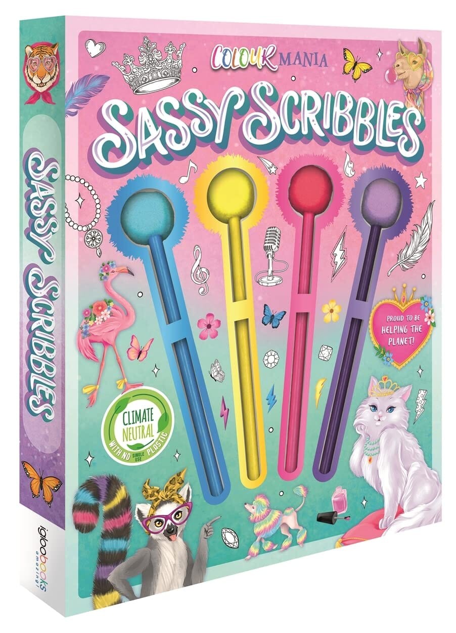 Sassy Scribbles Coloring Book: With 4 Pom-Pom Color Pencils - Ages 8-12 - PB