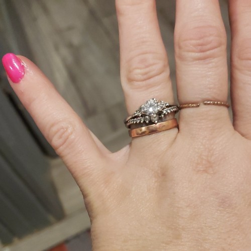 Sterling silver and cubic zirconia Halo Round  Wedding Ring Set for Women