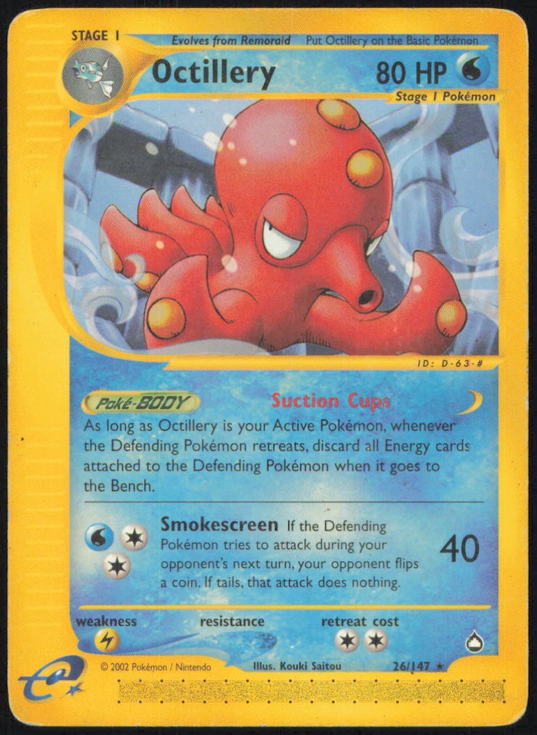 OCTILLERY 26/147 RARE AQUAPOLIS POKEMON LIGHTLY PLAYED