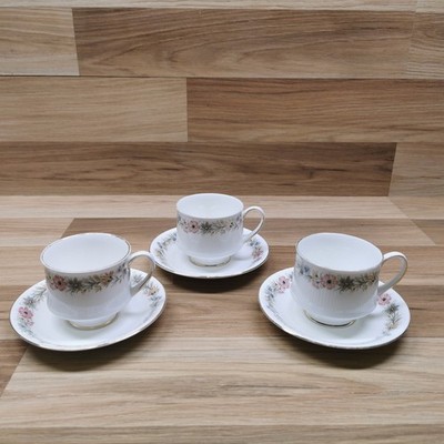3er Set Paragon Belinda Bone China Tassen und Untertassen