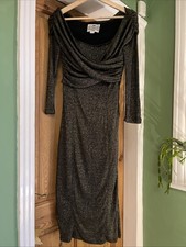 Collectif Retro Gold Black Metallic Ball Gown Vintage Dress Size 10