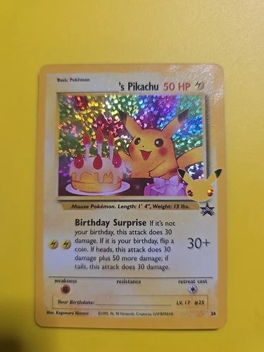 Birthday Pikachu Celebrations 25th Anniversary Black Star Promo 24 Pokemon Tcg