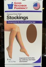 GNP Opaque Knee High Stockings, 15-20mmHg (Size: L) Beige