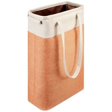 Laundry Basket with Handles Beige Orange Slim Laundry Bin Collapsible Dirty C...