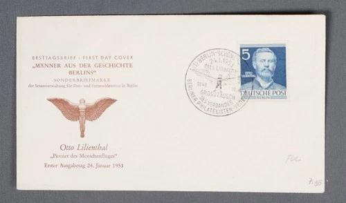 MayfairStamps Germany FDC 1953 Otto Lilienthal Flight Pioneer First Day Cover aa