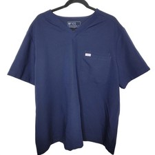 Figs Leon Scrub Top Mens XL Navy Blue V-Neck Short Sleeve Pocket Healthcare