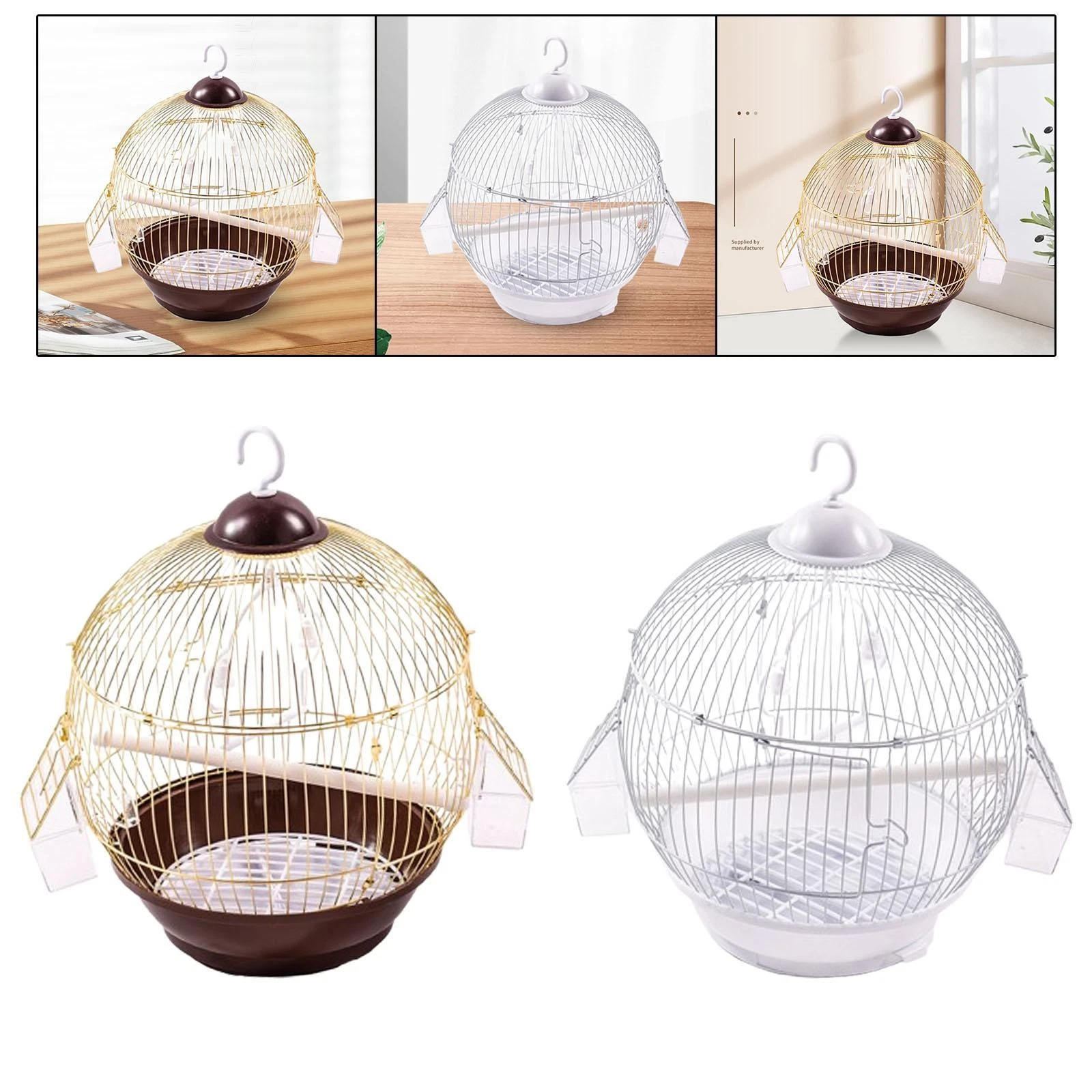 Cage Bird Cage Metal with Food Bowl Hanging Parrot Stand Cage Birdcage for
Opens in a new window or