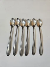 6 Iced Teaspoon Lot Stanley Roberts CAMEO Rogers Stainless Flatware Long Handles