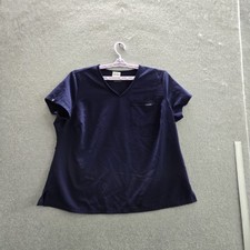 Jaanuu Women Scrub Top 1X Navy Pocket PO 419 Short Sleeve