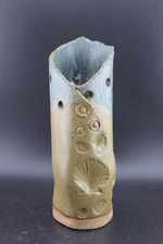 Studio Pottery Vase Handcrafted Shell Beach signed Hanger '01