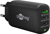 Goobay USB-C PD 3-fach Multiport-Schnellladegerät 65 W nero 2x -Anschlüsse 65407