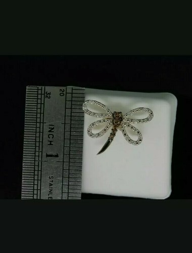 0.25CT Labor Erstellt Diamant Und Citrin Libelle Anhänger 14k Weiß Vergoldet - Bild 7 von 8