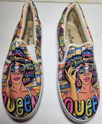 Epic Step Canvas Women Shoe (Size 9) - Comics Art Melanin Queen Design