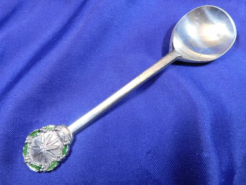 GORHAM CHRISTMAS 1971 ENAMELED STERLING SILVER SUGAR SPOON - EXCELLENT CONDITION