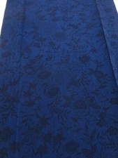 4H05z110 Japanese Kimono Crepe Silk FABRIC Flowers Indigo 66.1x13.8
