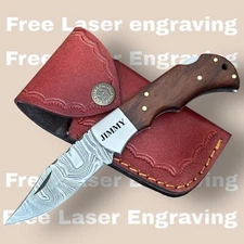 Damascus Steel Pocket Folding Knife Handmade Personalized Knives Camping Knives