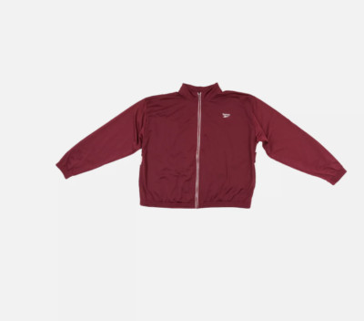 Reebok Women Tricot Zip-Front Long Sleeve Classic Maroon Plus Size 3X      11724