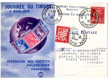 406+ FDC  CARTE MAXIMUM  1er JOUR  JOURNEE  DU  TIMBRE 1939  AUXERRE