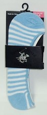 1 Pair Beverly Hills POLO CLUB Socks NO-SHOW Fit Shoe SZ 4-9 LIGHT BLUE STRIPES