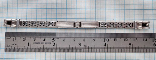 Vintage solid silver 875 watch band bracelet 13.9 grams 8 mm lugs USSR 1950's - Picture 9 of 10