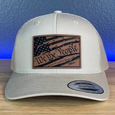 We The People Constitution American Flag Patriotic SnapBack Trucker Leather Patc