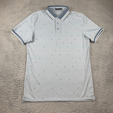 G/Fore Mini Star Rib Collar Tech Pique Polo Fjord Blue Golf Outdoors Medium NWOT