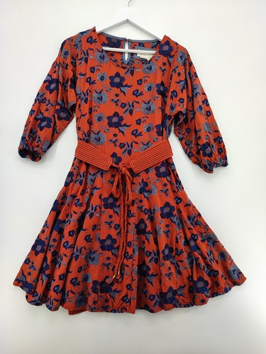 Anthropologie Damen rostorange Wacholder bestickt Blumen Kleid Größe XS