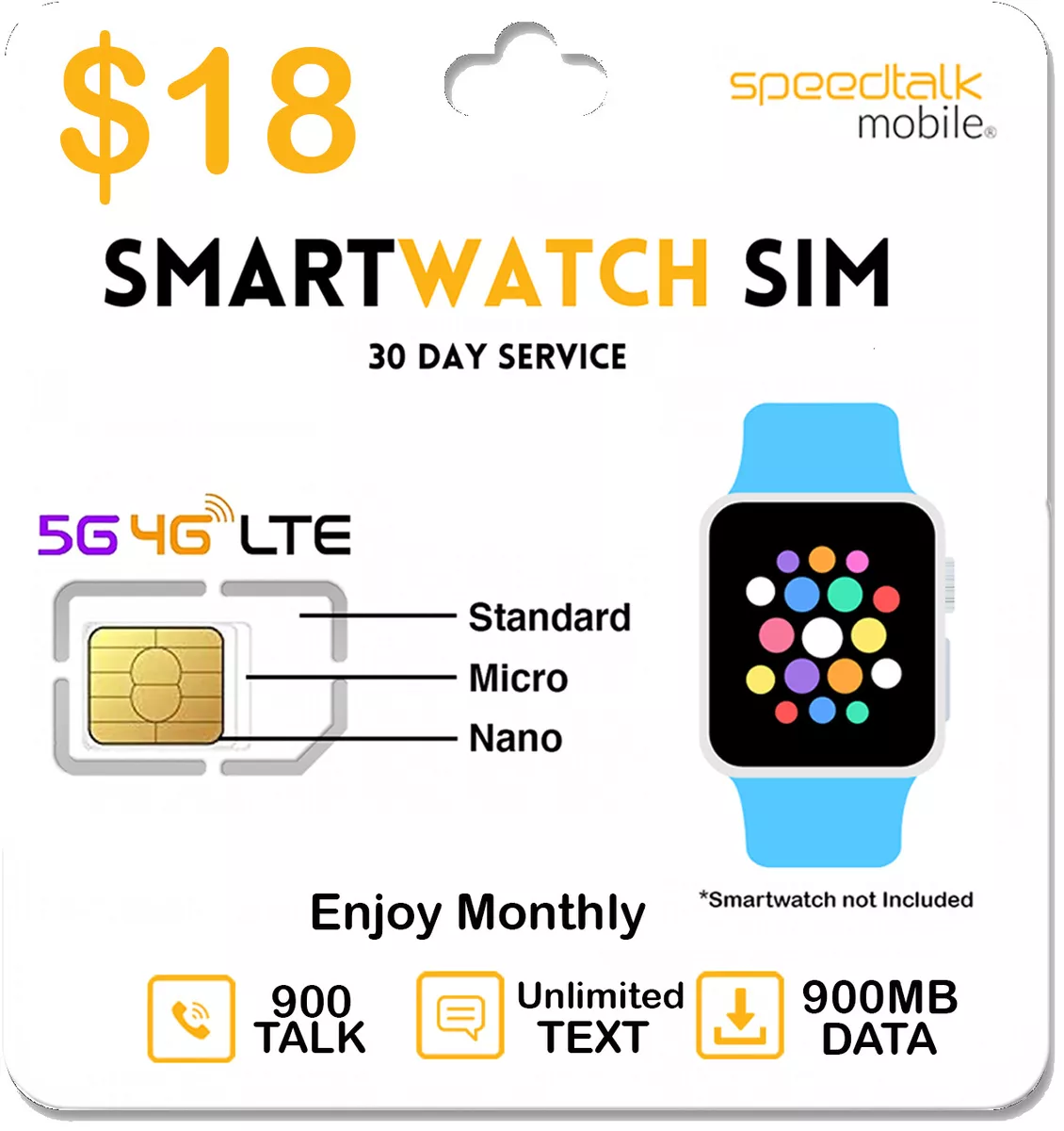 SmartWatch SIM Card - 5G 4G LTE GSM Smart watch & Wearables-Roaming  Available