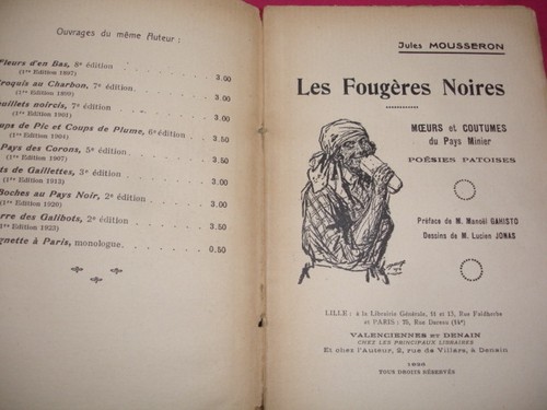 NORD / LES FOUGERES NOIRES Jules Mousseron Poésies Patoises dessins de LJonas - Picture 2 of 6