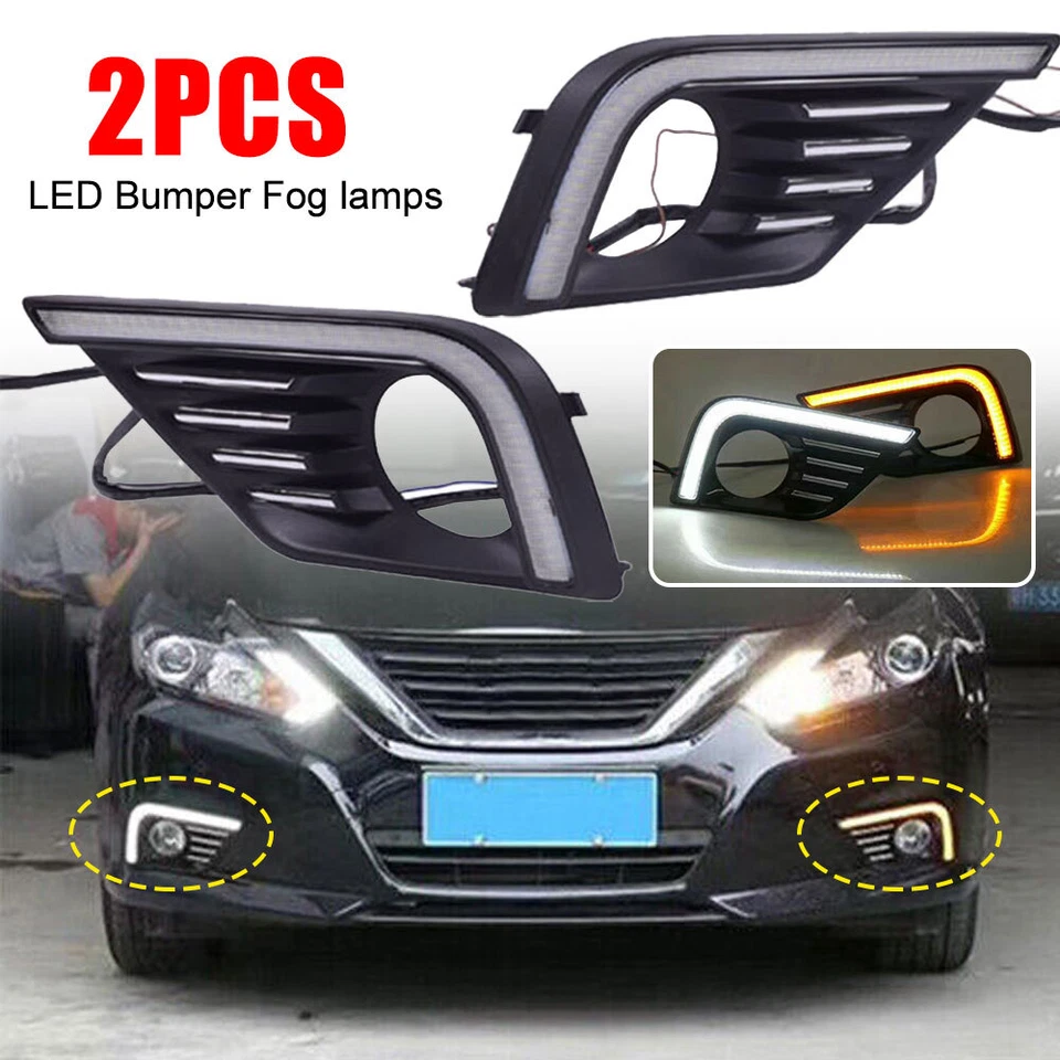 LED Fog Lamp For Nissan Altima 2016 2017 2018 Daytime Running Light Turn Signal Foto 3 de 4