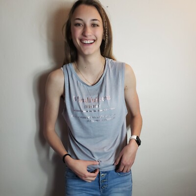 Work Out Gray With Rose Gold Toned Writing ''Mindfulness'' Tank Tee