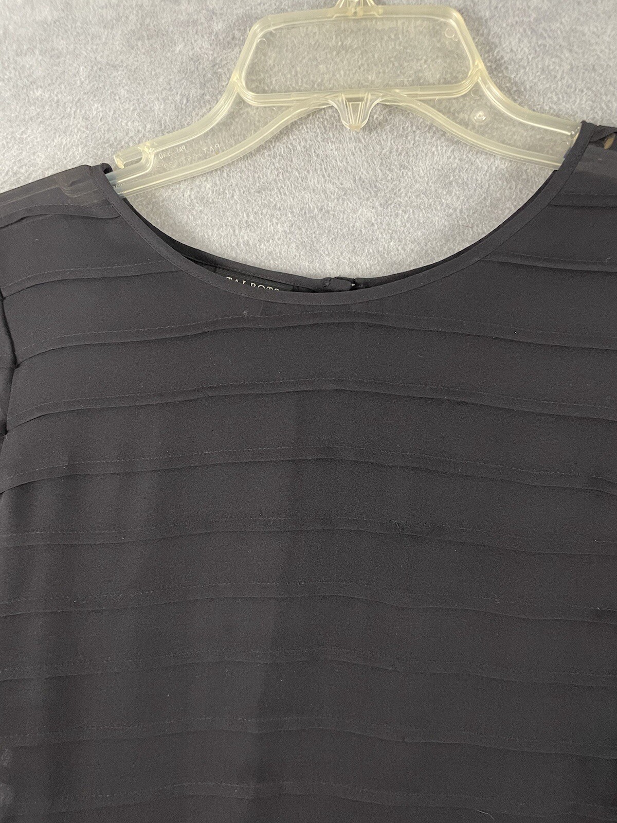 Talbots Sz 6 Sheer Blouse Tiers Black Long Sleeve Button Back *No lining*
