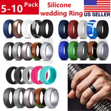 5-10pcs Silicone Wedding Rings for Men Women Breathable Rubber Engagement Bands