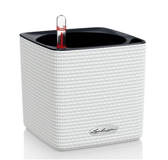 Lechuza self watering planter Cube 13380 Color 14 white flower pot greens herbs - Image 2 of 4