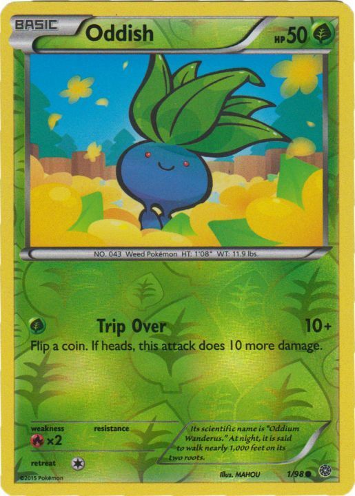 Oddish - 1/98 - Common - Reverse Holo LP, English Pokemon Ancient Origins