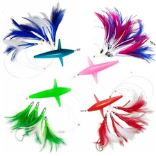 5 Pcs/Set 5 in Daisy Chain Trolling Lure Brid Feather Teaser Marlin Tuna Mahi 