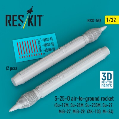 S-25-O air-to-ground rocket (2 pcs) (3D Printed) Scale 1:32 ResKit RS32-0558