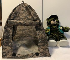 Build a Bear Scout  Tent, Stuffed bear in hat, vest shoes  camouflage camp set