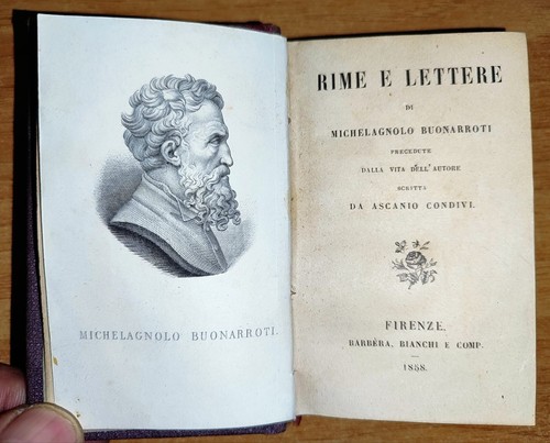 MICHELANGELO Lettere, Rime + VITA BUONARROTI Condivi. Pregiata ediz. mignon 1858 - Picture 3 of 23