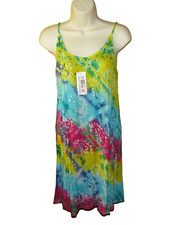 INDIA BOUTIQUE Womens Dress ONE SIZE (S/M) Spaghetti Straps Multicolor Tie Dye