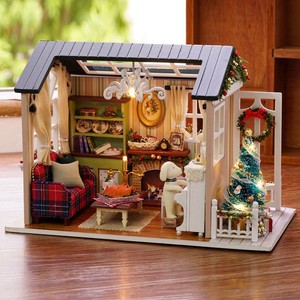 Diy Handcraft Led Wooden Dollhouse Miniature Furniture Kit Toy