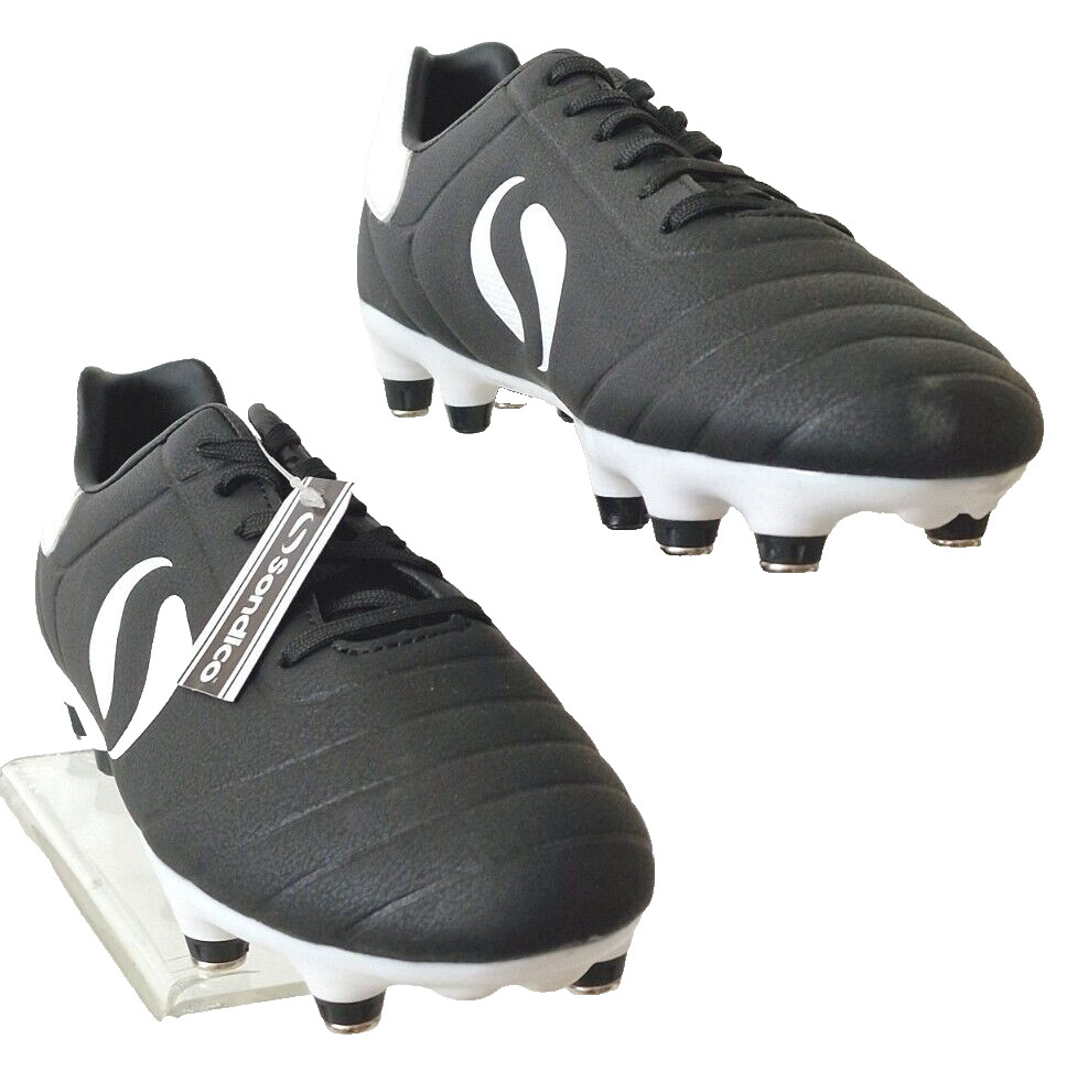 SONDICO KIDS Strike SG Soft Ground Football Boots JUNIOR BLACK UK 3 EU 35.5 NEW
