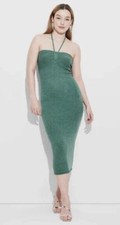 NEW Wild Fable Womens Sweater Knit Sleeveless Dress Green W/ Sequins Tube Sz S