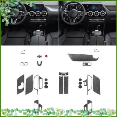 32Pcs Real Carbon Fiber Interior Cover Dash Trim Kit For Benz GLB X247 2020-2022