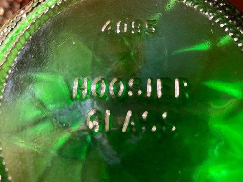 Hoosier Glass Bud Vase Quilted Diamond Pattern Vintage Green 9" 4085 - Picture 6 of 7